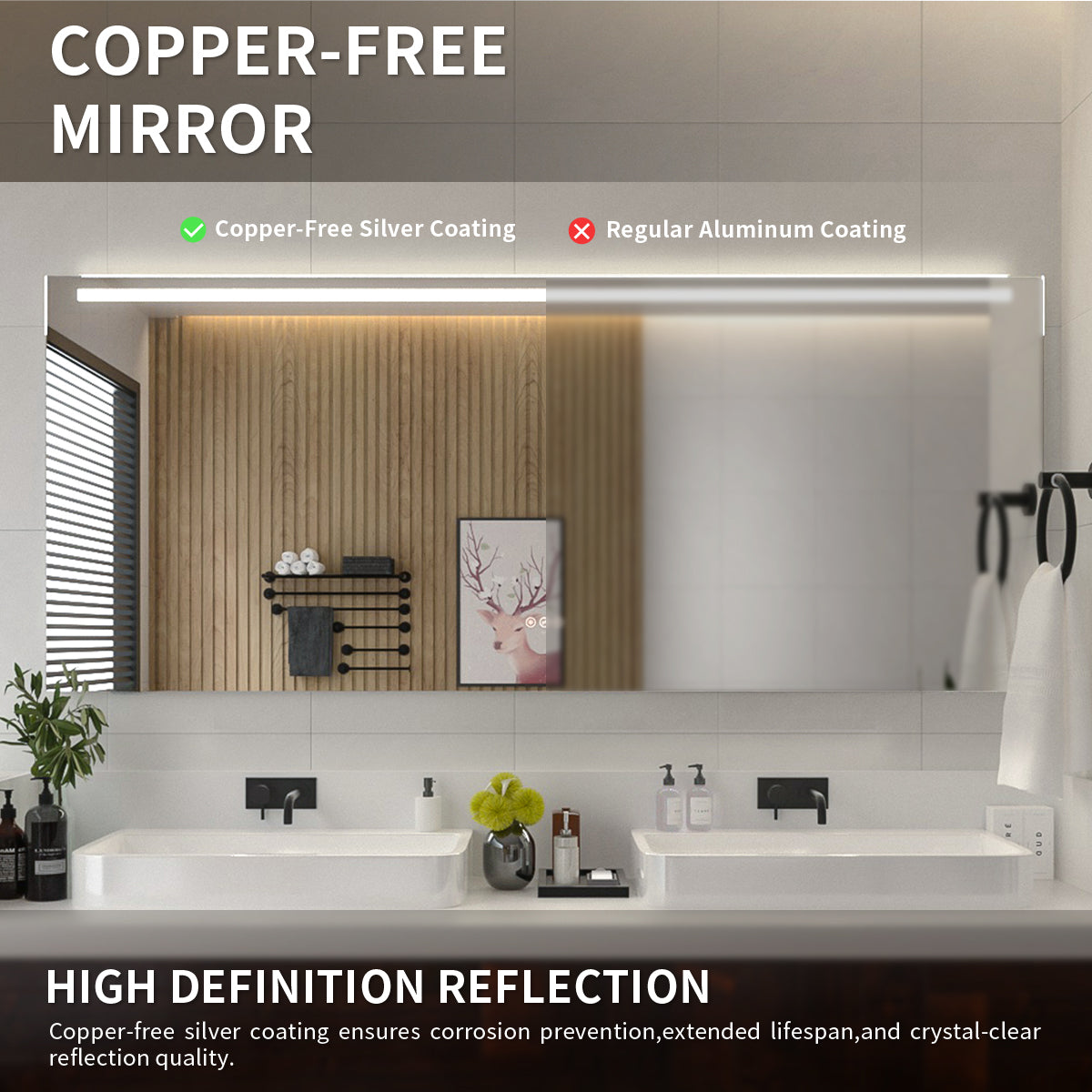 Niveal LMI01 Series Rectangular Frameless LED Wall Bathroom Vanity Mirror 9_a1edb895-5cea-4d85-9436-a012ec589416