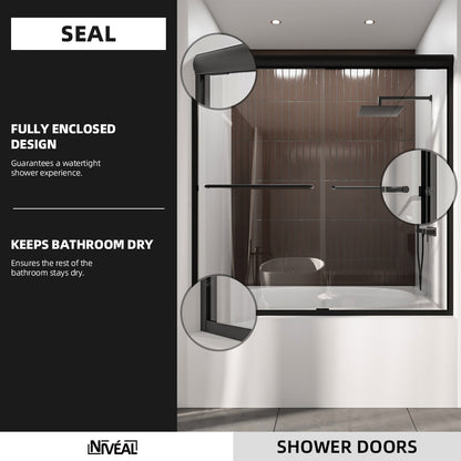 Niveal Victory 56 in. H x 60 in. W Sliding Semi-Frameless Tub Door with Clear Glass 9_a669f210-310a-4111-82e6-6b8605377885