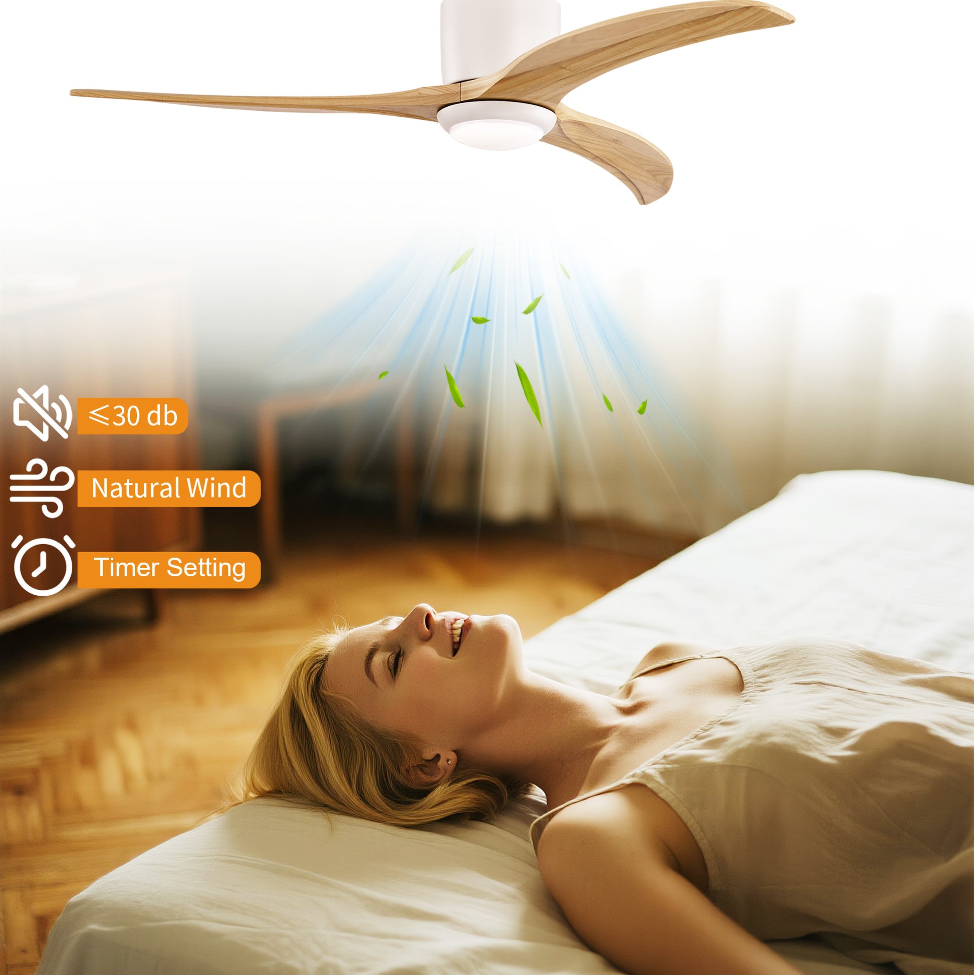 Taimei Niveu 52 in. Flush Mount Standard Ceiling Fan with Dimmable LED with Remote Included DC Motor 9_b274c7df-fc45-4b21-bf00-864007e20c95