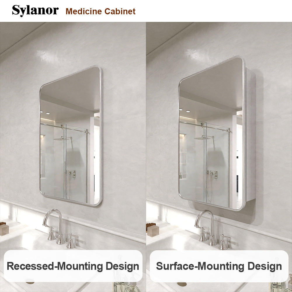 Verve Frameless Recessed or Surface-Mount Rectangular Aluminum Medicine Cabinet with Mirror in Brushed Nickel 9_b4b357a1-2eb4-4b46-8b0b-a7f9cfe34552