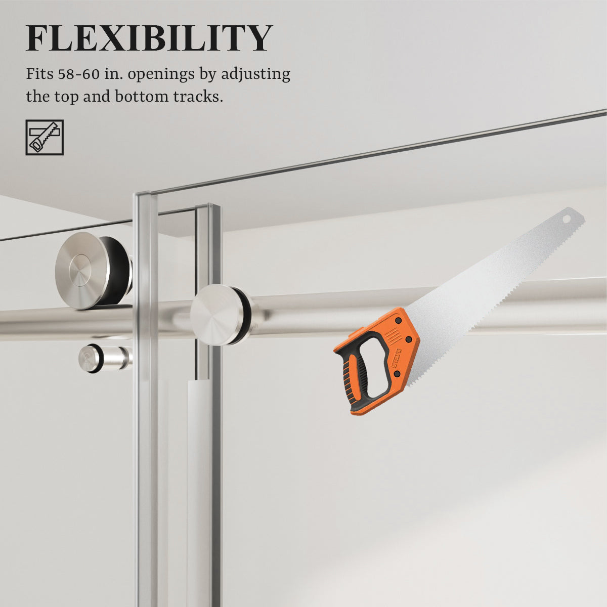 Nivorix Cryptic 60 in. W x 76 in. H Sliding Semi-Frameless Shower Door with Clear Glass 9_b650c724-b017-4496-8f4e-4506c01ce3ad