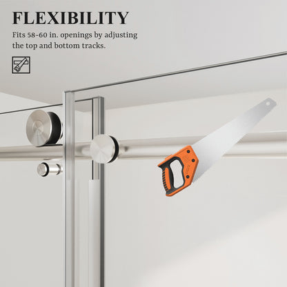 Nivorix Cryptic 60 in. W x 76 in. H Sliding Semi-Frameless Shower Door with Clear Glass 9_b650c724-b017-4496-8f4e-4506c01ce3ad