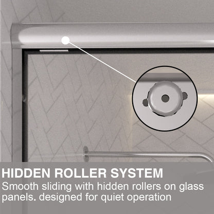 Shine 60 in. W x 56 in. H Semi-Frameless Sliding Tub Door with 1/4 in. Clear Tempered Glass 9_b7ac89fe-cef6-4a06-9934-c540d6c3ef43