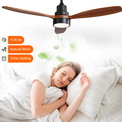 Taimei Selen 52 in. Downrod Standard Ceiling Fan with Integrated LED with Remote Included 3-Blade Reversible