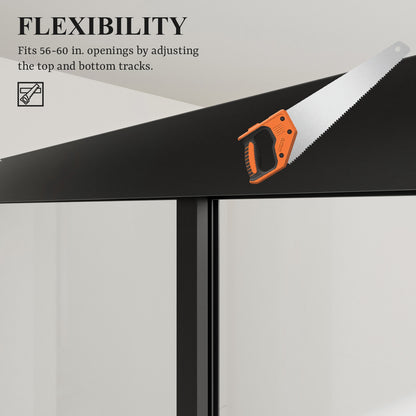 Nivorix Cleo 59 in. W x 56 in. H Sliding Framed Tub Door with Clear Tempered Glass