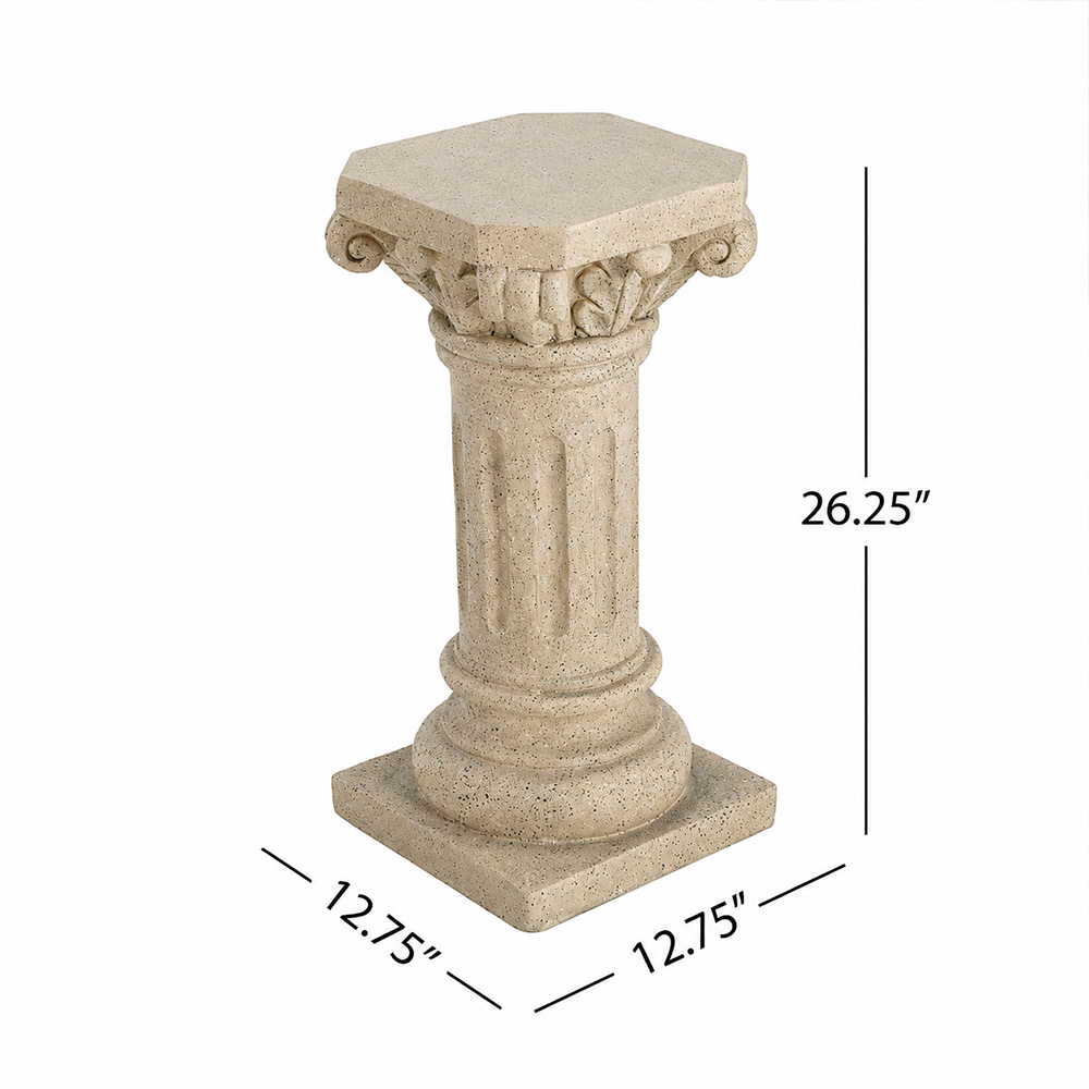 Fern 26.25 in. Tall Sand Magnesium Oxide Pedestal Plant Stand