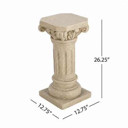 Fern 26.25 in. Tall Sand Magnesium Oxide Pedestal Plant Stand