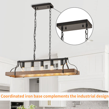 Taimei Xalira 34 in. Industrial Chandelier Light with 5 E26 Bulb Sockets