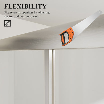 Nivorix Cleo 59 in. W x 56 in. H Sliding Framed Tub Door with Clear Tempered Glass