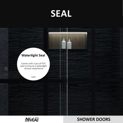 Niveal Ruhr 60 in. W x 76 in. H Sliding Semi-Frameless Shower Door in Matte Black with Patterned Glass 9_d1acd243-a747-4f4e-b6b3-84751c4ffeb1