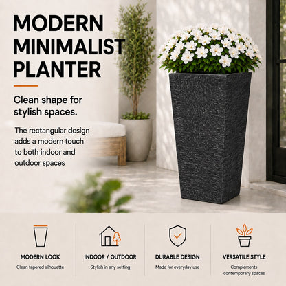 Herbora 15.5 in. Gray Magnesium Oxide Floor Planter for Indoor Outdoor Use