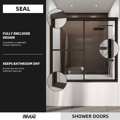 Niveal Luminous 59 in. W x 56 in. H Sliding Framed Tub Door with Clear Tempered Glass 9_eab16849-0c70-4147-bc8a-e85dc228a7d6