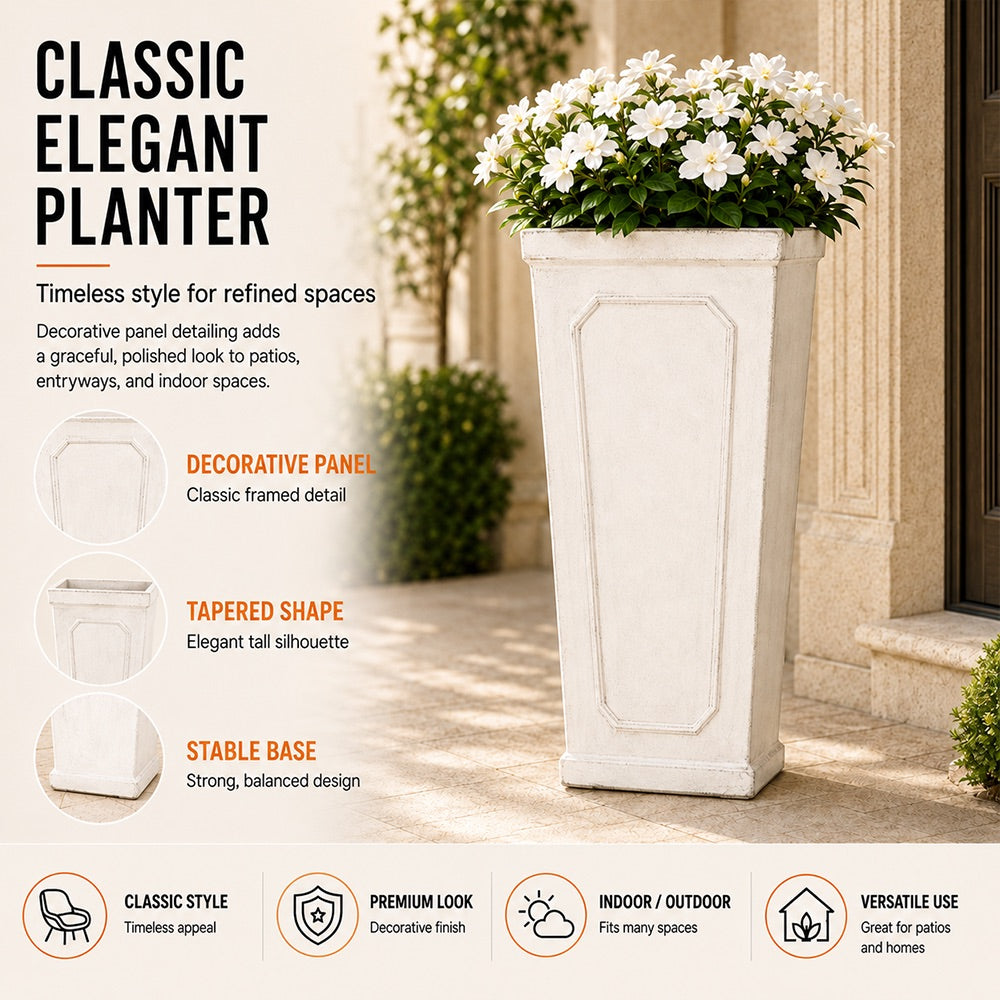 Ellis 16 in. Indoor Outdoor Magnesium Oxide Planter with Drainage Hole Antique White