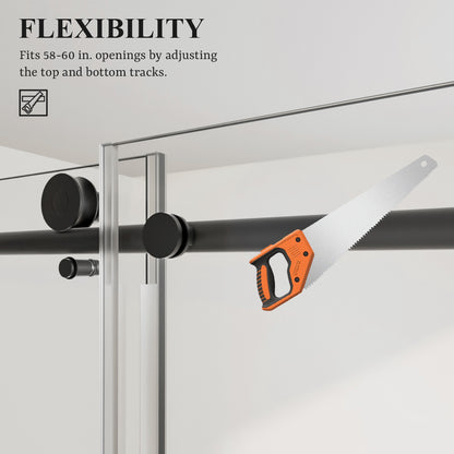 Nivorix Cryptic 60 in. W x 76 in. H Sliding Semi-Frameless Shower Door with Clear Glass 9_f4c80dcf-9b0a-4904-82f0-ff2715afc6ab