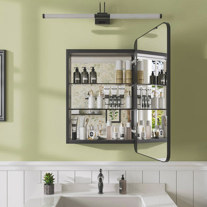 Niveal FMC Series Rectangular Aluminum Recessed/Surface Mount Framed Medicine Cabinet with Mirror