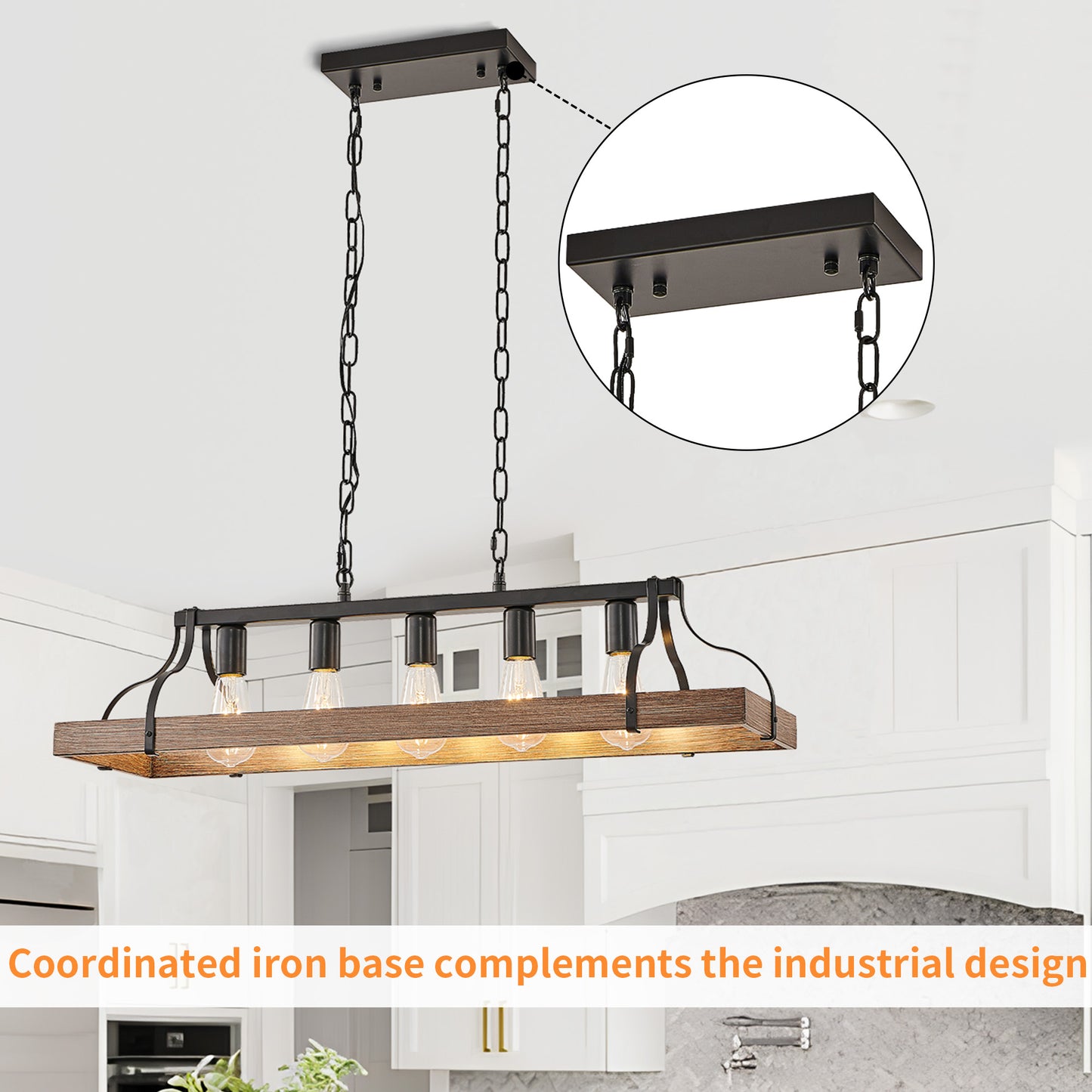 Taimei Olla 34 in. 5-Light Modern Farmhouse Chandelier Light