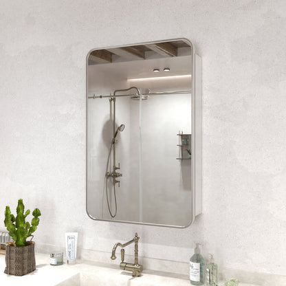 15 in. W. x 24 in. H Rectangular Framed Recessed/Surface Mount Medicine Cabinet with Mirror in Brushed Nickel