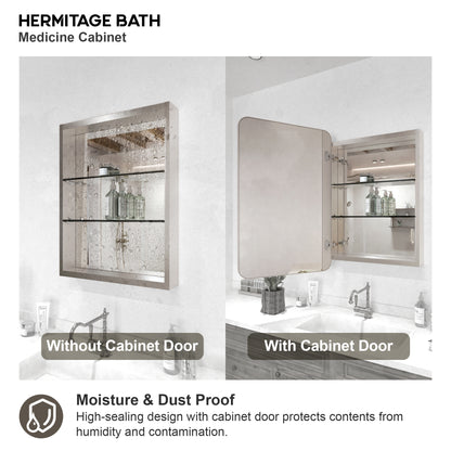 15 in. W. x 24 in. H Rectangular Framed Recessed/Surface Mount Medicine Cabinet with Mirror in Brushed Nickel