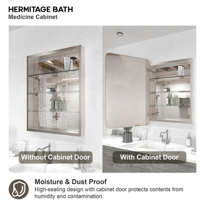 15 in. W. x 24 in. H Rectangular Framed Recessed/Surface Mount Medicine Cabinet with Mirror in Brushed Nickel