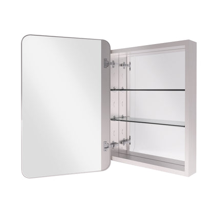 15 in. W. x 24 in. H Rectangular Framed Recessed/Surface Mount Medicine Cabinet with Mirror in Brushed Nickel