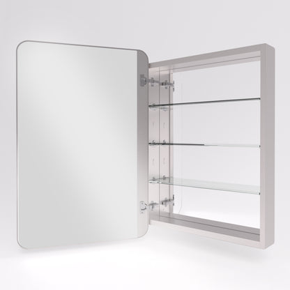 15 in. W. x 24 in. H Rectangular Framed Recessed/Surface Mount Medicine Cabinet with Mirror in Brushed Nickel
