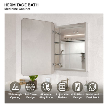 15 in. W. x 24 in. H Rectangular Framed Recessed/Surface Mount Medicine Cabinet with Mirror in Brushed Nickel