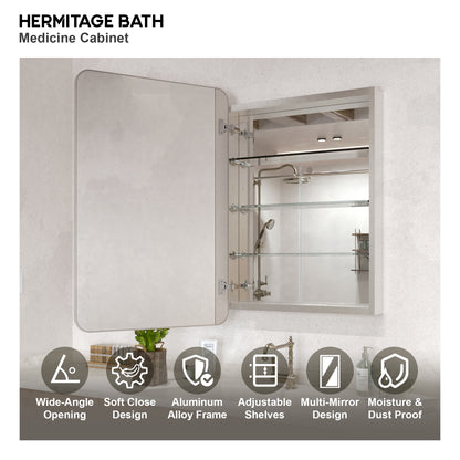 15 in. W. x 24 in. H Rectangular Framed Recessed/Surface Mount Medicine Cabinet with Mirror in Brushed Nickel