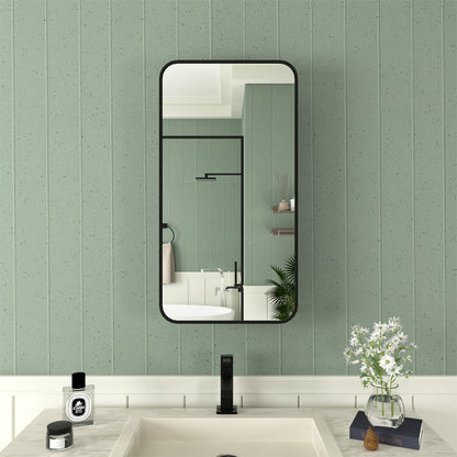 Framed Recessed or Surface-Mount Rectangular Matte Black Aluminum Medicine Cabinet with Mirror 15 in. x 24 in. FMC-1524-BL01_241cdf16-1d0e-4e44-abfb-6a72307fe2ac