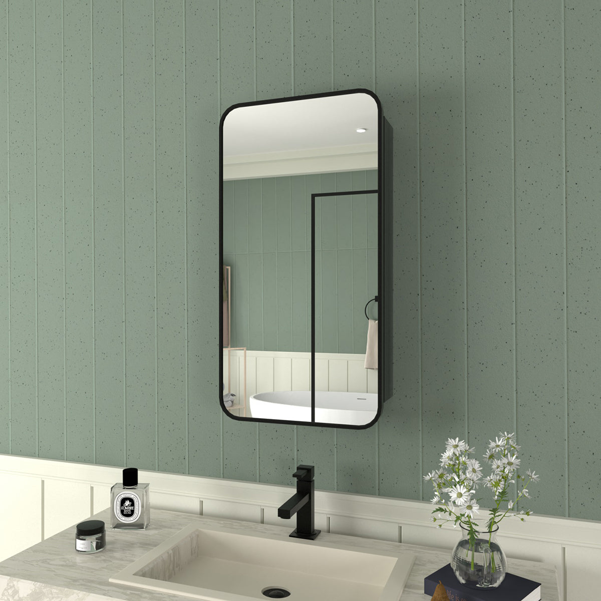Framed Recessed or Surface-Mount Rectangular Matte Black Aluminum Medicine Cabinet with Mirror FMC-1524-BL02_0ed7f658-4d4c-4ced-ac8c-a34f7d64ee56