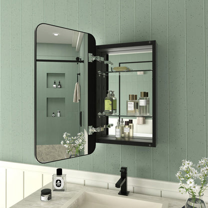 Framed Recessed or Surface-Mount Rectangular Matte Black Aluminum Medicine Cabinet with Mirror FMC-1524-BL03_a3398869-3e77-4187-bdb2-5f3f8da82179