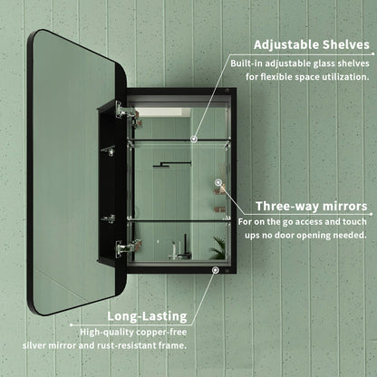 Framed Recessed or Surface-Mount Rectangular Matte Black Aluminum Medicine Cabinet with Mirror FMC-1524-BL04_9d6dcdb5-7f97-433e-b5e0-9a1e7d570585