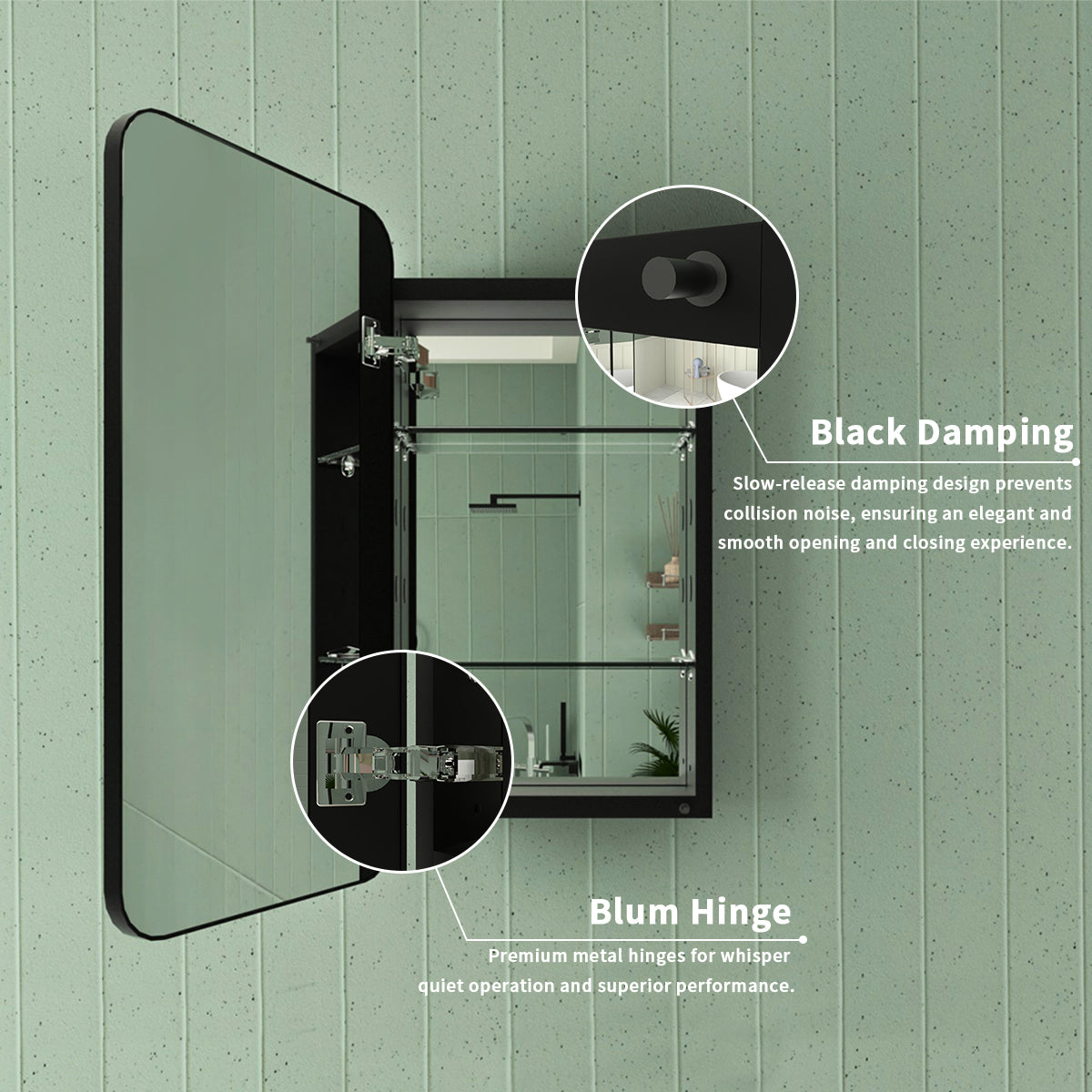 Framed Recessed or Surface-Mount Rectangular Matte Black Aluminum Medicine Cabinet with Mirror FMC-1524-BL05_75588160-e813-4aa4-827e-02116f281e71
