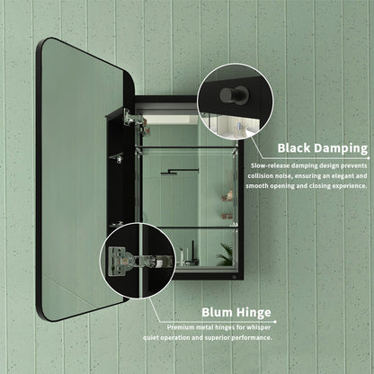 Framed Recessed or Surface-Mount Rectangular Matte Black Aluminum Medicine Cabinet with Mirror FMC-1524-BL05_75588160-e813-4aa4-827e-02116f281e71