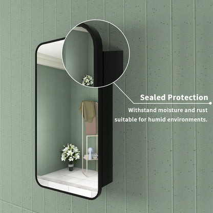 Framed Recessed or Surface-Mount Rectangular Matte Black Aluminum Medicine Cabinet with Mirror FMC-1524-BL06_53b94a01-38b4-4039-8117-dd63f1d910df