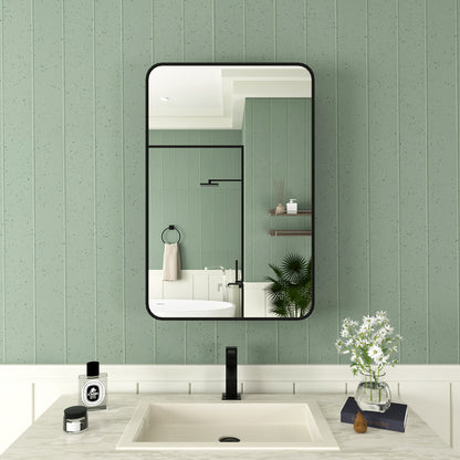 Framed Recessed or Surface-Mount Rectangular Matte Black Aluminum Medicine Cabinet with Mirror 20 in. x 26 in. FMC-2026-BL01_2e92adf8-96f6-4305-a5e3-632637fa846b