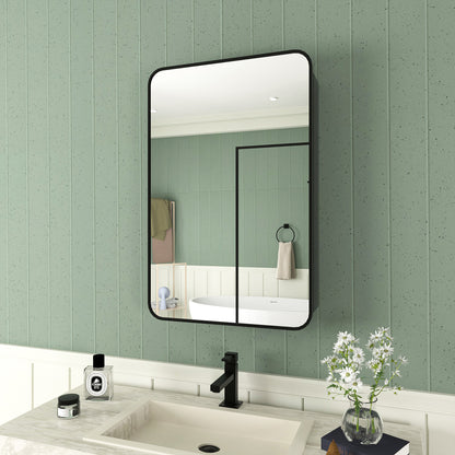 Framed Recessed or Surface-Mount Rectangular Matte Black Aluminum Medicine Cabinet with Mirror FMC-2026-BL02_6130a9bf-38c2-4539-9887-66b1e713b9b2
