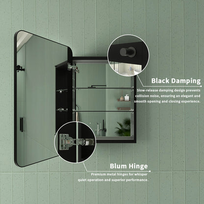 Framed Recessed or Surface-Mount Rectangular Matte Black Aluminum Medicine Cabinet with Mirror FMC-2026-BL05_40ee4769-8aec-40f0-9a44-6ea98accc541