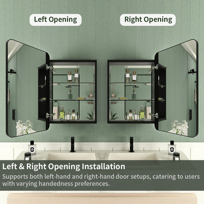Framed Recessed or Surface-Mount Rectangular Matte Black Aluminum Medicine Cabinet with Mirror FMC-2026-BL10_8730443e-29f1-482b-8c23-e1bd2e8dc40a