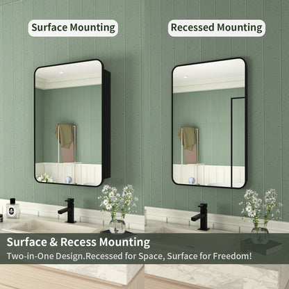Framed Recessed or Surface-Mount Rectangular Matte Black Aluminum Medicine Cabinet with Mirror FMC-2026-BL11_36e0f9e3-8f4e-4e48-a8cb-79e7d921de9d