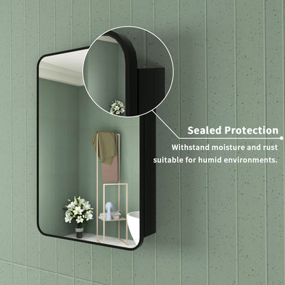 Framed Recessed or Surface-Mount Rectangular Matte Black Aluminum Medicine Cabinet with Mirror FMC-2330-BL06
