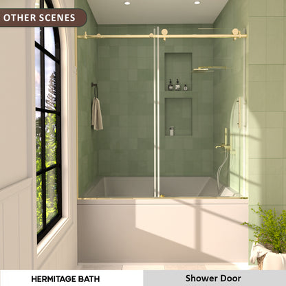 Brewo 60 in. W x 60 in. H Sliding Semi Frameless Tub Door with Clear Glass HB7051D-6060G-11_bdf95387-2aee-418f-8d1e-d7e7866d72c3