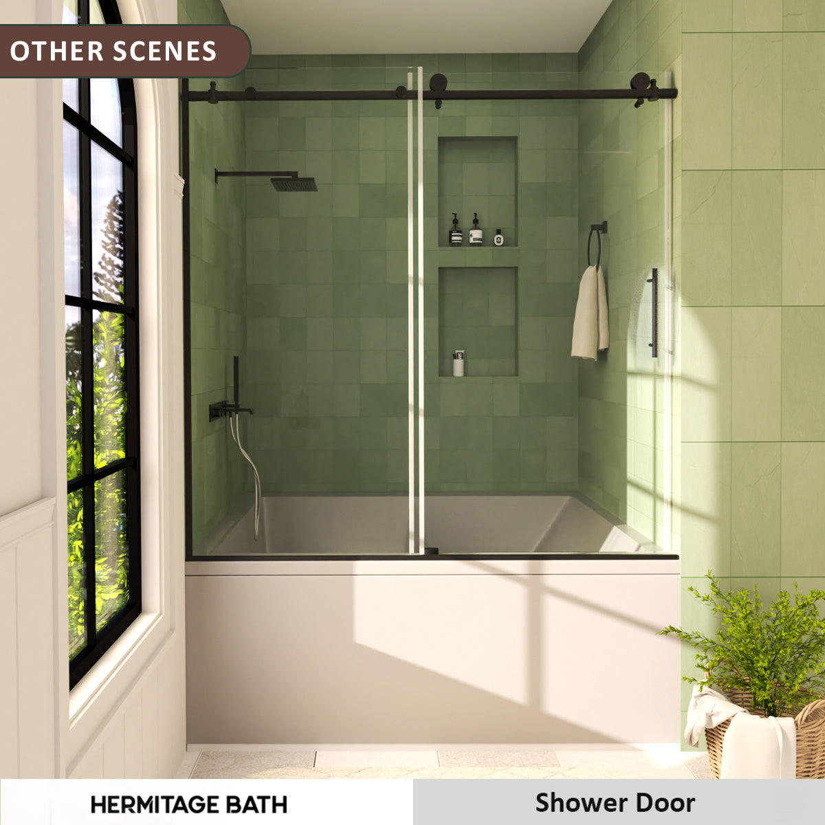 Bodum 60 in. W x 60 in. H Sliding Semi Frameless Tub Door in Chrome Finish with Clear Glass HB7051D-6060MB-11