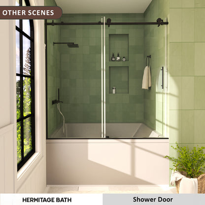 Brewo 60 in. W x 60 in. H Sliding Semi Frameless Tub Door with Clear Glass HB7051D-6060MB-11_89babd46-8b9a-4bc3-bb69-527c27ba3601