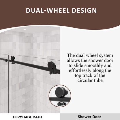 Bodum 60 in. W x 60 in. H Sliding Semi Frameless Tub Door in Chrome Finish with Clear Glass HB7051D-6060MB-6