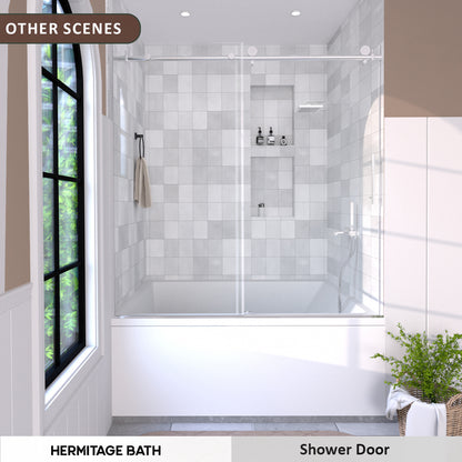 Bodum 60 in. W x 60 in. H Sliding Semi Frameless Tub Door in Chrome Finish with Clear Glass HB7051D-6060SV-11