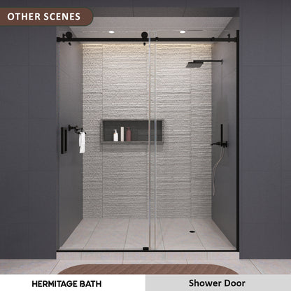 Eletta 60 in. W x 76 in. H Sliding Semi-Frameless Shower Door in Matte Black Finish with Clear Glass HB7151C-7660BL-12