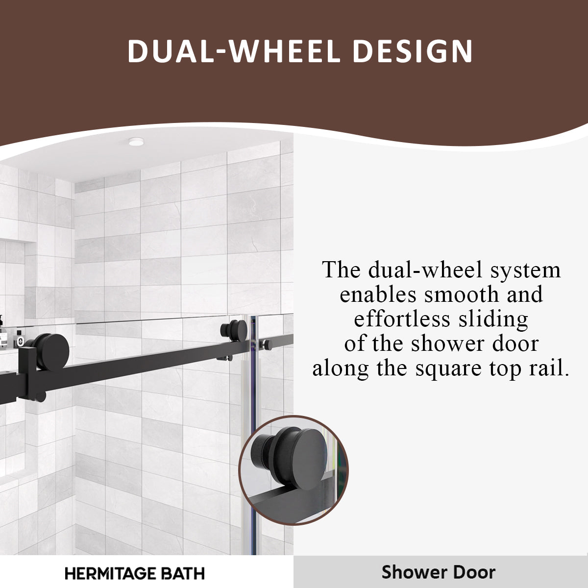 Eletta 60 in. W x 76 in. H Sliding Semi-Frameless Shower Door in Matte Black Finish with Clear Glass HB7151C-7660BL-6