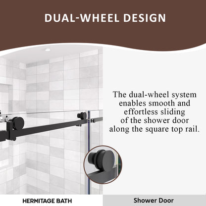 Eletta 60 in. W x 76 in. H Sliding Semi-Frameless Shower Door in Matte Black Finish with Clear Glass HB7151C-7660BL-6