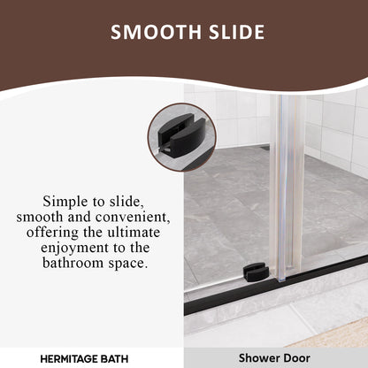 Eletta 60 in. W x 76 in. H Sliding Semi-Frameless Shower Door in Matte Black Finish with Clear Glass HB7151C-7660BL-7