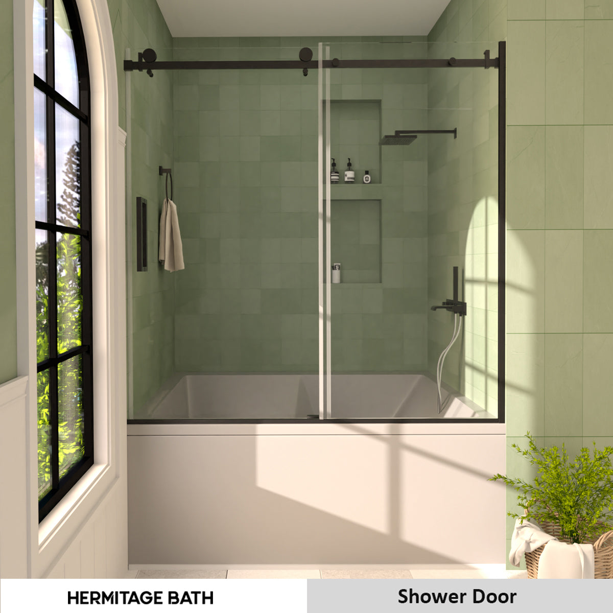 Eletta 60 in. W x 60 in. H Sliding Semi-Frameless Tub Door in Matte Black Finish with Clear Glass HB7151D-6060MB-11_0a35e902-8360-4a9b-ad56-2bf5a2f42d38
